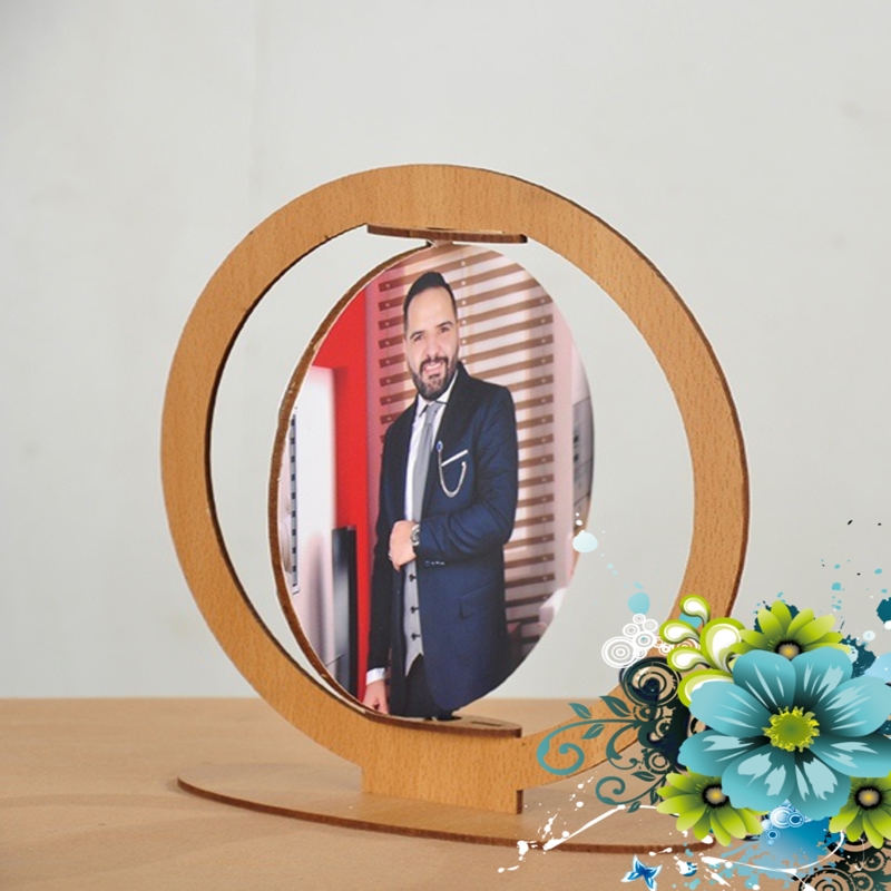 طرح قاب عکس چرخان مناسب برای استفاده در دستگاه های cnc چوب و cnc لیزر - laser cut rotating photo frame cdr file