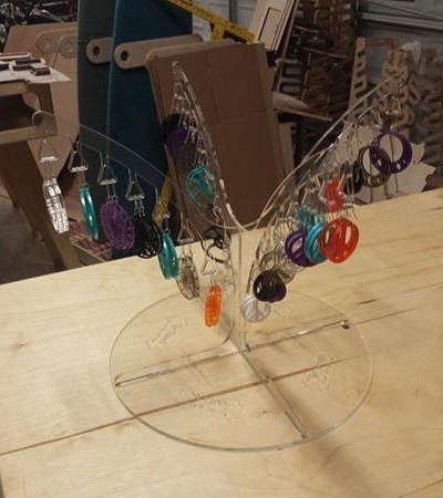 طرح جا جواهری مناسب برای استفاده در دستگاه های cnc چوب و cnc لیزر - laser cut jewelry tree stand dxf file
