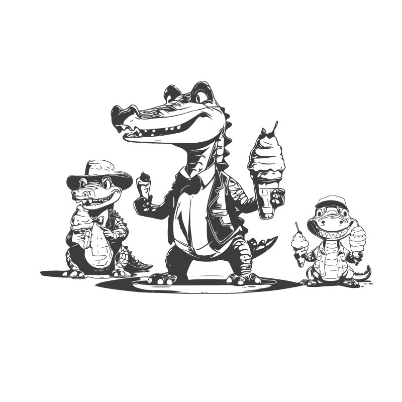 طرح حکاکی لیزری کروکودیل سیاه و سفید مناسب برای استفاده در دستگاه های cnc چوب و cnc لیزر - laser engrave crocodile black white svg file