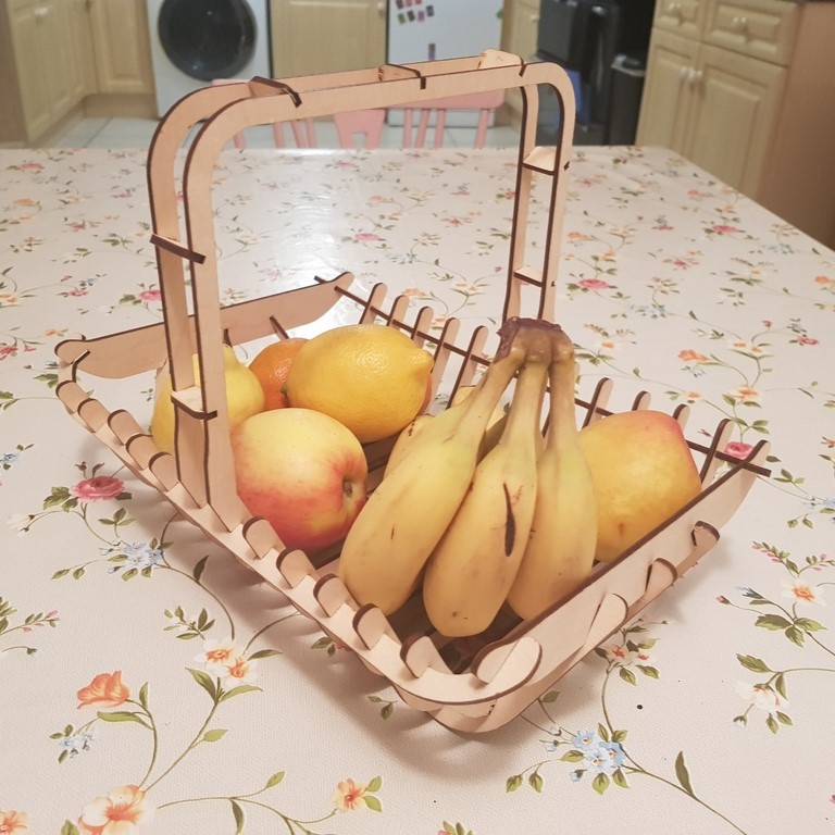 طرح سبد ۳ میلی‌متری مناسب برای استفاده در دستگاه های cnc چوب و cnc لیزر - laser cut basket 3mm svg file