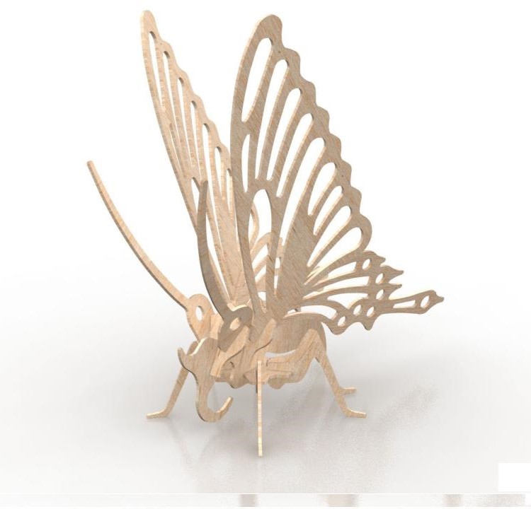 طرح پازل سه بعدی پروانه مناسب برای استفاده در دستگاه های cnc چوب و cnc لیزر - laser cut butterfly 3d puzzle dxf file