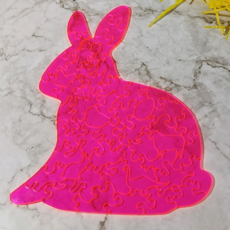طرح و پازل خرگوش عید پاک مناسب برای استفاده در دستگاه های cnc چوب و cnc لیزر - laser cut easter bunny jigsaw puzzle svg file