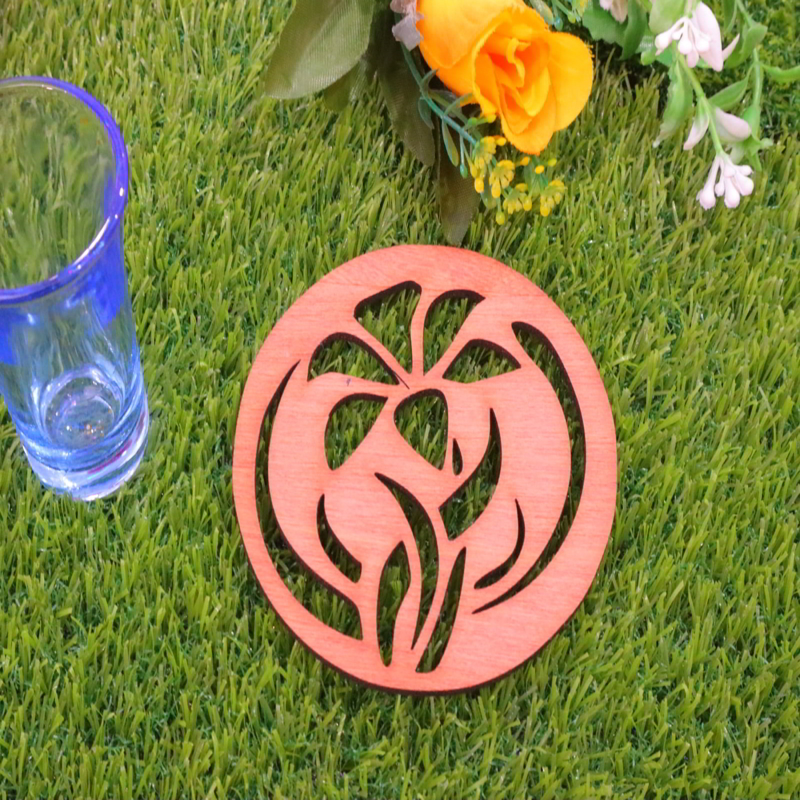 طرح گل چوبی مناسب برای استفاده در دستگاه های cnc چوب و cnc لیزر - laser cut flower wooden coaster cdr file
