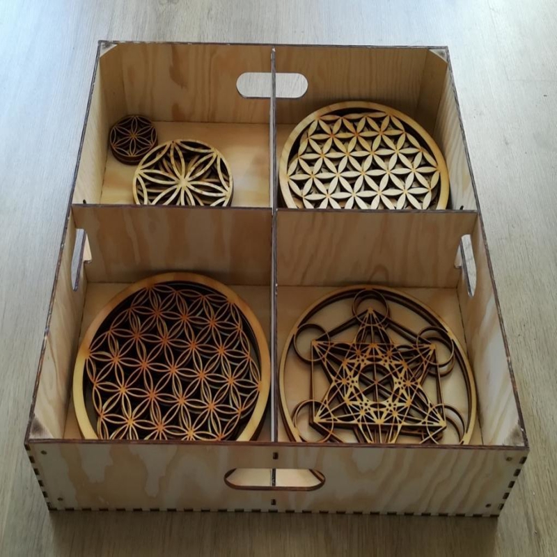 طرح جعبه هندسی مقدس مناسب برای استفاده در دستگاه های cnc چوب و cnc لیزر - laser cut sacred geometry box dxf file
