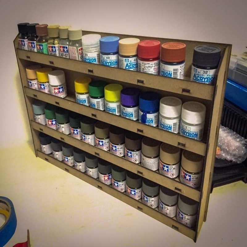 طرح قفسه رنگ انباری با ضخامت 3 میلی متر مناسب برای استفاده در دستگاه های cnc چوب و cnc لیزر - laser cut paint rack storage shelf 3mm dxf file