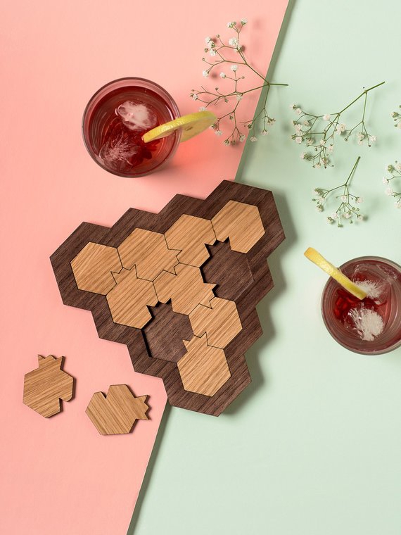 طرح زیرلیوانی چوبی مناسب برای استفاده در دستگاه های cnc چوب و cnc لیزر - laser cut wood coasters cdr file