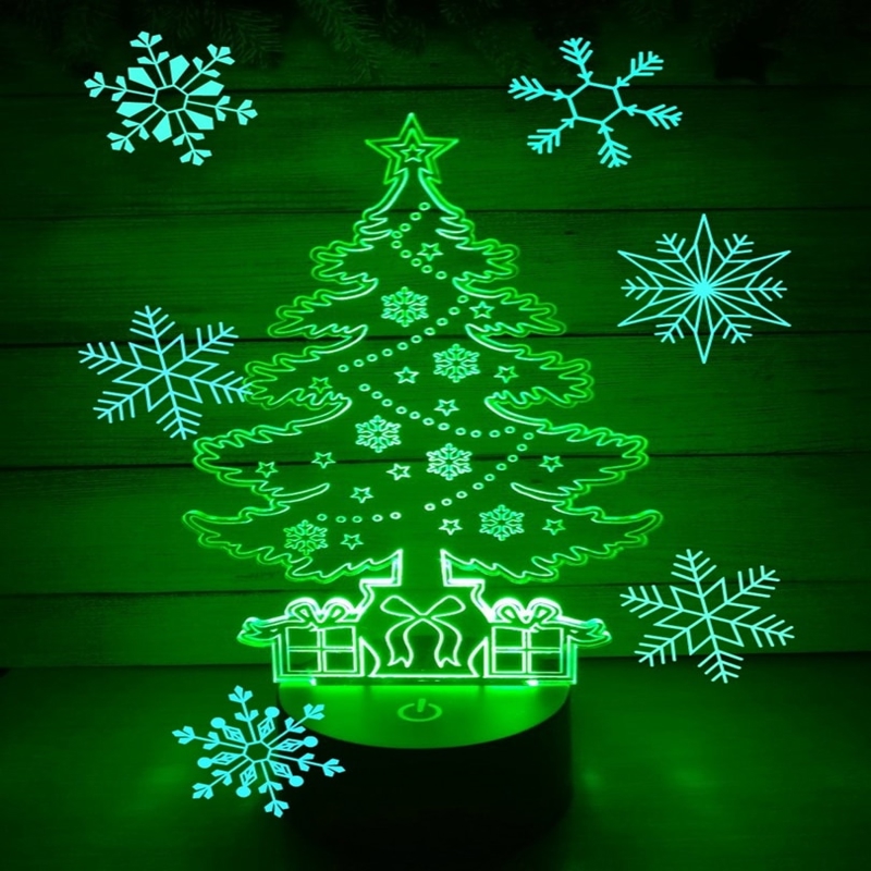 طرح چراغ خواب سه بعدی درخت کریسمس مناسب برای استفاده در دستگاه های cnc چوب و cnc لیزر - laser cut christmas tree 3d night light dxf file