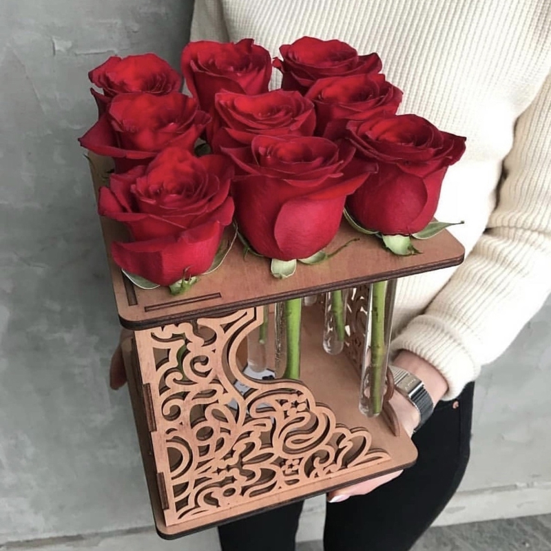 طرح پایه گل فلاسک تزئینی مناسب برای استفاده در دستگاه های cnc چوب و cnc لیزر - laser cut decorative flask flower stand cdr file