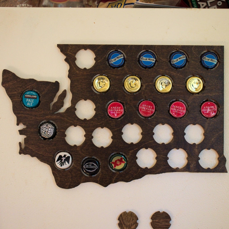 طرح نقشه درب نوشابه واشنگتن مناسب برای استفاده در دستگاه های cnc چوب و cnc لیزر - laser cut washington beer cap map dxf file