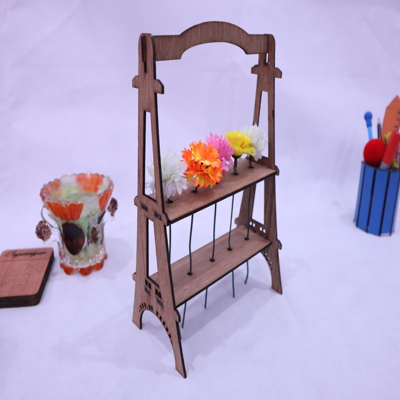 طرح سه بعدی طرح گل طرح ایفل مناسب برای استفاده در دستگاه های cnc چوب و cnc لیزر - laser cut flower stand eiffel design 3mm cdr file