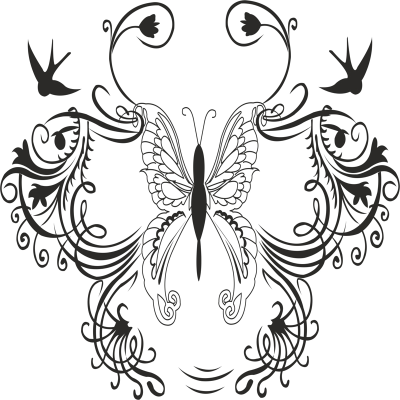 طرح تزیین پروانه ها مناسب برای استفاده در دستگاه های cnc چوب و cnc لیزر - butterflies decoration cdr file