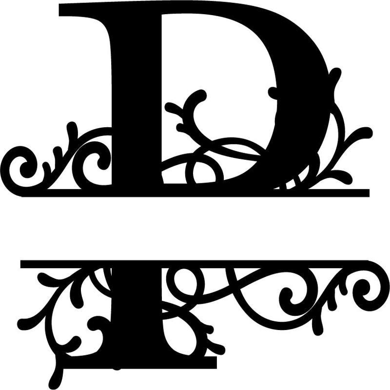 طرح حرف p مونوگرام دو تکه مناسب برای استفاده در دستگاه های cnc چوب و cnc لیزر - split monogram letter p dxf file