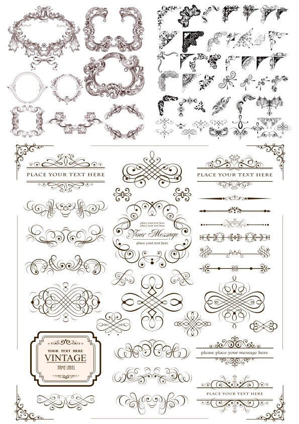 طرح وکتور عناصر تزئینی مناسب برای استفاده در دستگاه های cnc چوب و cnc لیزر - decorative elements vectors cdr file