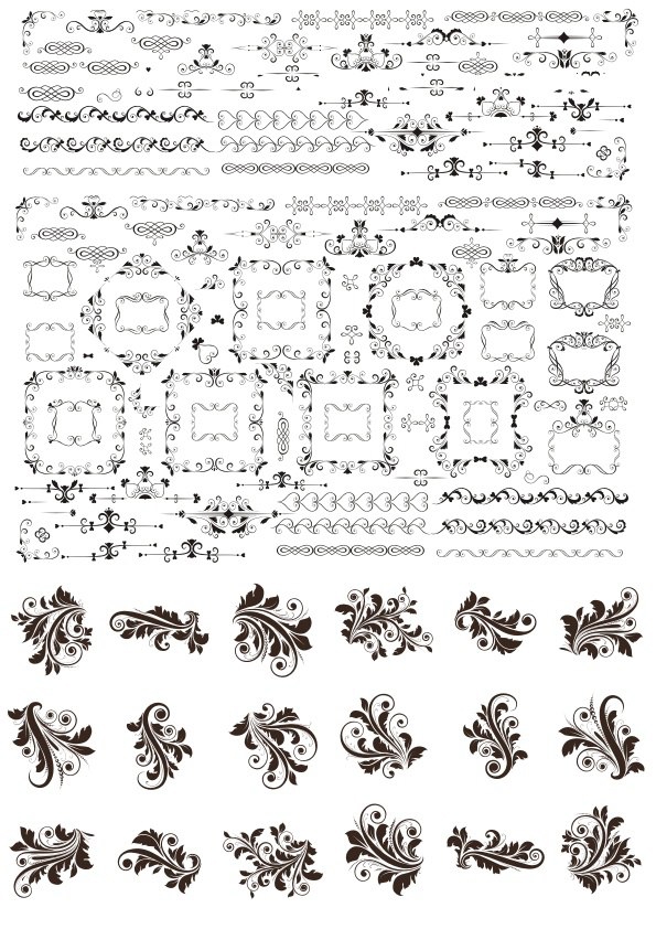 طرح تزئینات گلدار مناسب برای استفاده در دستگاه های cnc چوب و cnc لیزر - floral decorative ornaments cdr file
