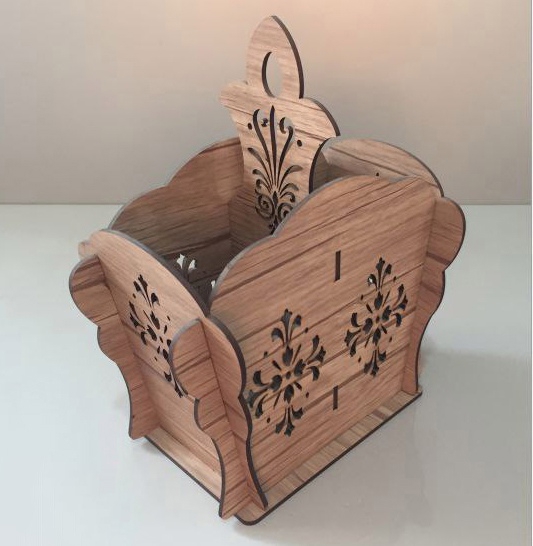 طرح جعبه لوازم آشپزخانه مناسب برای استفاده در دستگاه های cnc چوب و cnc لیزر - laser cut organizer for kitchen appliances cdr file