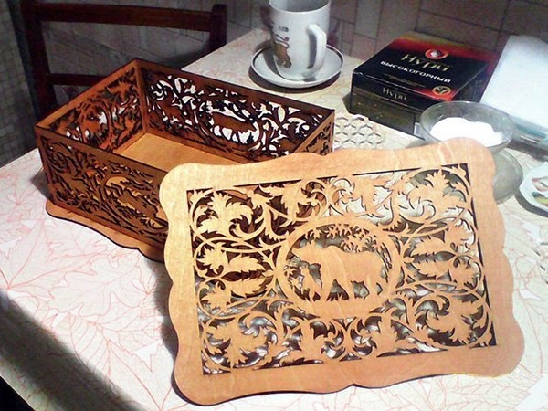 طرح جعبه کادو تزئینی مناسب برای استفاده در دستگاه های cnc چوب و cnc لیزر - laser cut decorative gift box cdr file