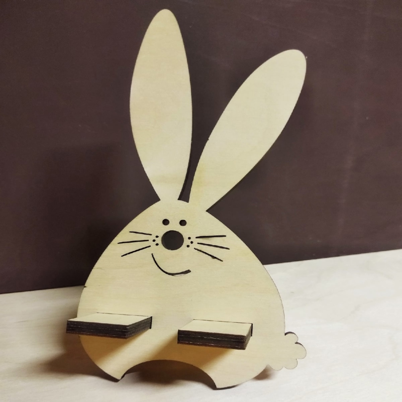 طرح پایه گوشی طرح خرگوش بامزه مناسب برای استفاده در دستگاه های cnc چوب و cnc لیزر - laser cut cute bunny phone stand cdr file