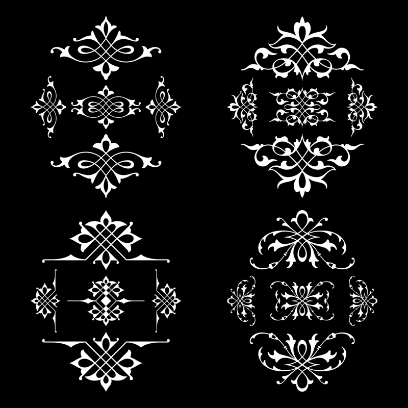 طرح عناصر طراحی کالیگرافیک مناسب برای استفاده در دستگاه های cnc چوب و cnc لیزر - calligraphic design elements eps file