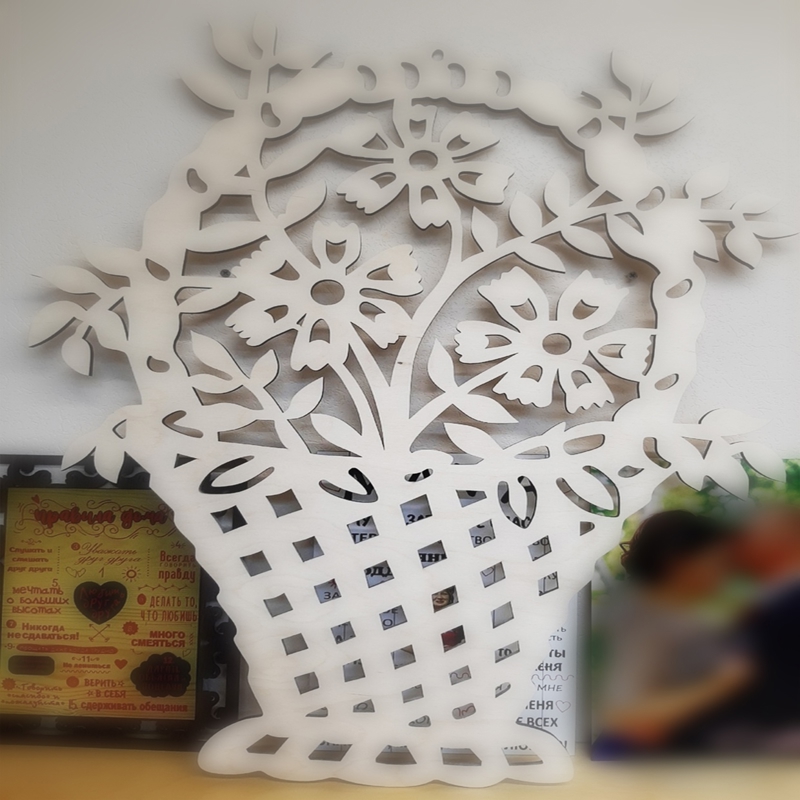 طرح سبد گل چوبی برای تزیین منزل مناسب برای استفاده در دستگاه های cnc چوب و cnc لیزر - laser cut wooden flower basket home decoration cdr file