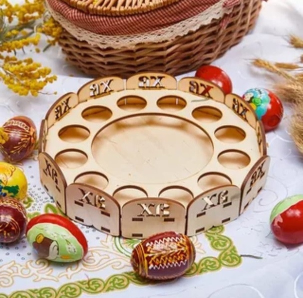 طرح قالب پایه تخم مرغ عید پاک، با ضخامت ۴ میلی‌متر مناسب برای استفاده در دستگاه های cnc چوب و cnc لیزر - easter egg stand laser cutting template 4mm cdr file
