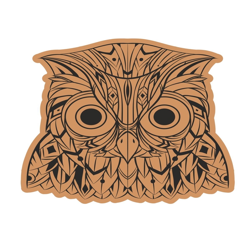 طرح سر جغد تزئینی مناسب برای استفاده در دستگاه های cnc چوب و cnc لیزر - decorative owl head laser cut engraving template cdr file