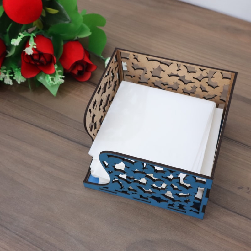 طرح جعبه دستمال کاغذی تزئینی mdf با ضخامت 3 میلی متر مناسب برای استفاده در دستگاه های cnc چوب و cnc لیزر - laser cut decorative napkin box mdf 3mm dxf file
