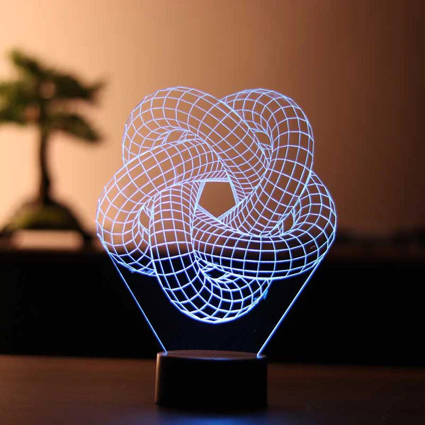 طرح چراغ اکریلیک مارپیچ سه بعدی مناسب برای استفاده در دستگاه های cnc چوب و cnc لیزر - laser cut 3d torus spiral acrylic lamp cdr file