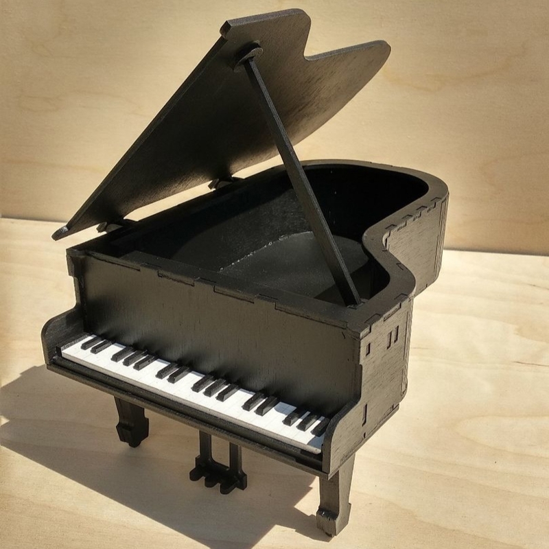طرح جعبه پیانو طرح عاشق موسیقی مناسب برای استفاده در دستگاه های cnc چوب و cnc لیزر - laser cut piano box music lover gift box cdr file