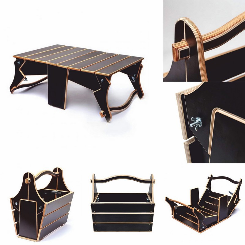 طرح تبدیل سبد به میز پیک نیک تاشو مناسب برای استفاده در دستگاه های cnc چوب و cnc لیزر - basket to folding picnic table dxf file