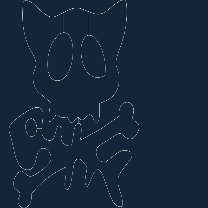 طرح جمجمه گربه و استخوان ضربدری مناسب برای استفاده در دستگاه های cnc چوب و cnc لیزر - cat skull and crossbone dxf file