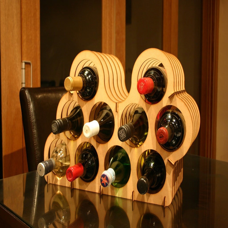طرح جا بطری کوچک نوشابه انباری مناسب برای استفاده در دستگاه های cnc چوب و cnc لیزر - laser cut mini cellar small wine rack bottle holder storage dxf file