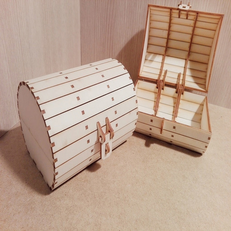 طرح جعبه گنج چوبی مناسب برای استفاده در دستگاه های cnc چوب و cnc لیزر - laser cut wooden treasure box dxf file