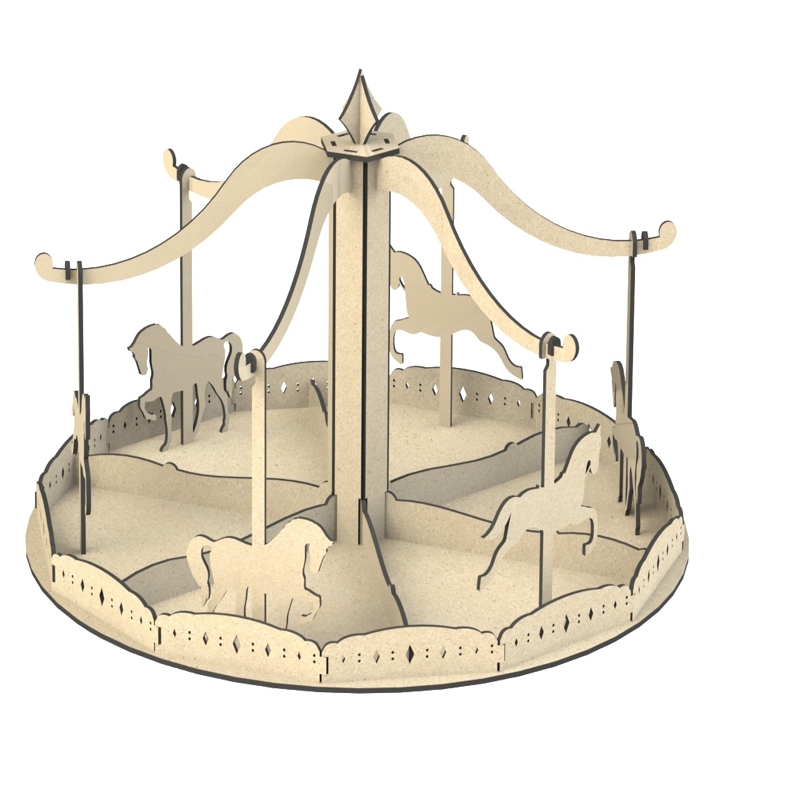 طرح چرخ و فلک مناسب برای استفاده در دستگاه های cnc چوب و cnc لیزر - laser cut carousel template cdr file