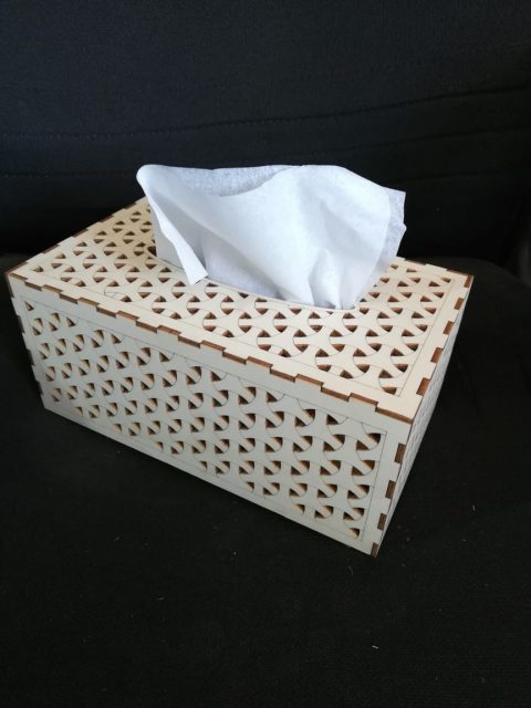 طرح جعبه دستمال کاغذی مناسب برای استفاده در دستگاه های cnc چوب و cnc لیزر - laser cut tissue box template dxf file