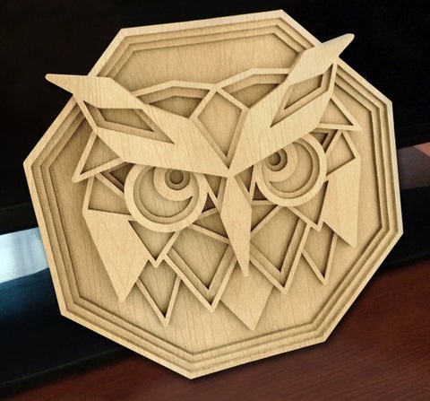 طرح جغد لایه باز برای دکور دیوار مناسب برای استفاده در دستگاه های cnc چوب و cnc لیزر - laser cut layered owl wall decor cdr file