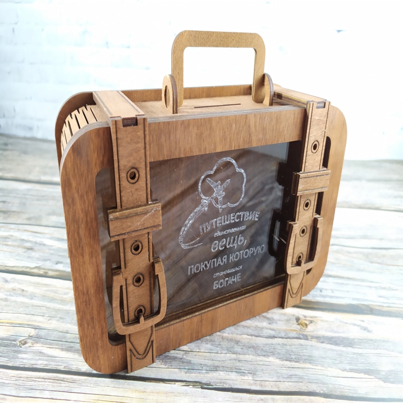 طرح چمدان مناسب برای استفاده در دستگاه های cnc چوب و cnc لیزر - laser cut suitcase piggy bank cdr file