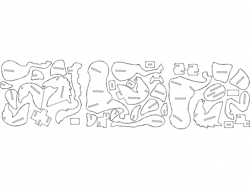 طرح پازل pferd با ضخامت ۲ میلی‌متر مناسب برای استفاده در دستگاه های cnc چوب و cnc لیزر - pferd puzzle 2mm dxf file