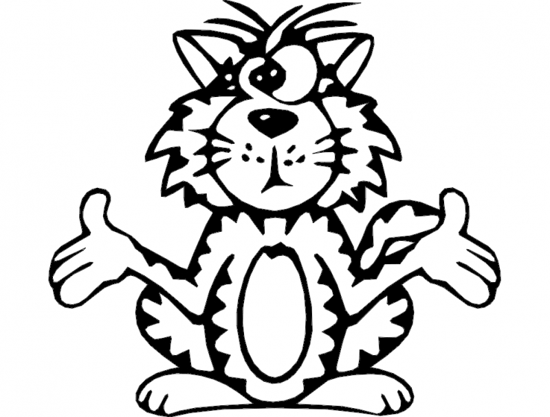 طرح گربه با چشم چپ مناسب برای استفاده در دستگاه های cnc چوب و cnc لیزر - cat cross eyed dxf file