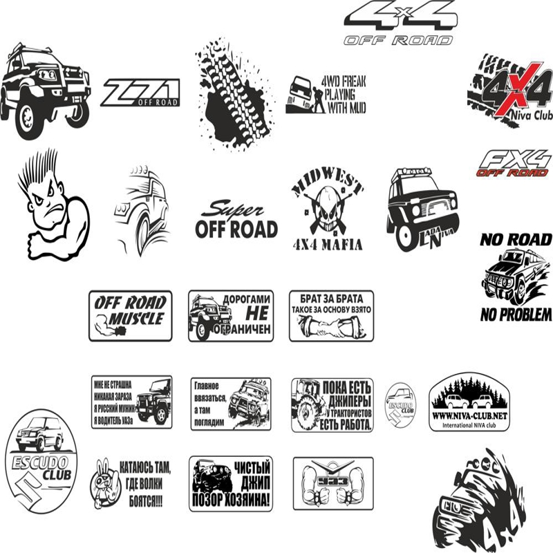 طرح مجموعه استیکرهای آفرود مناسب برای استفاده در دستگاه های cnc چوب و cnc لیزر - off road stickers pack cdr file