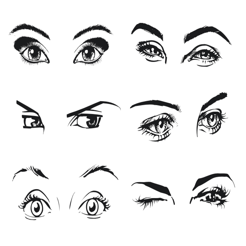 طرح فایل وکتور هنری چشم زن مناسب برای استفاده در دستگاه های cnc چوب و cnc لیزر - female eye vector art cdr file