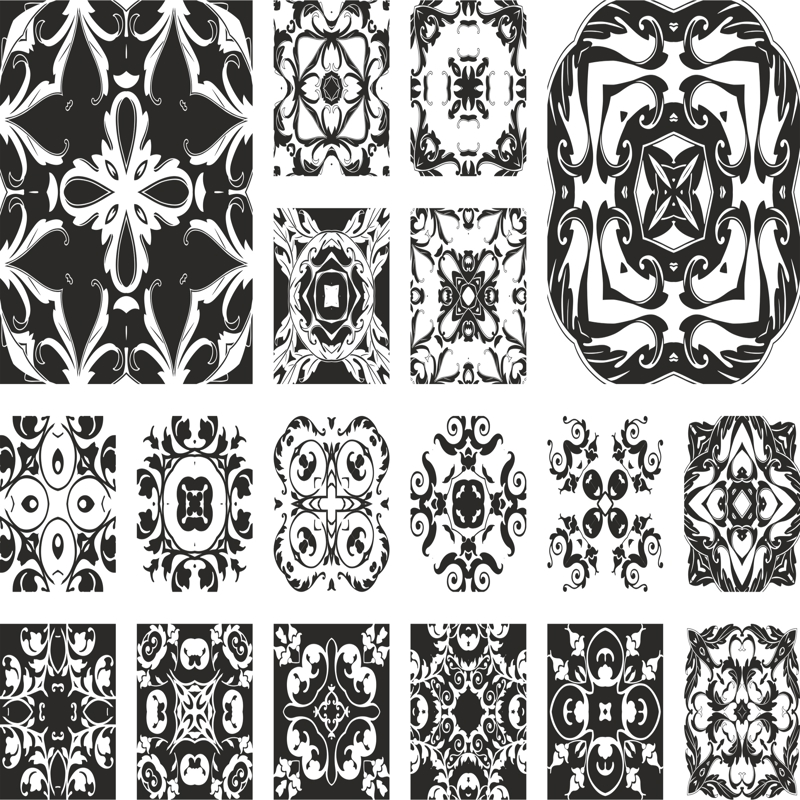 طرح مجموعه تزئینات گل مناسب برای استفاده در دستگاه های cnc چوب و cnc لیزر - floral ornament set cdr file