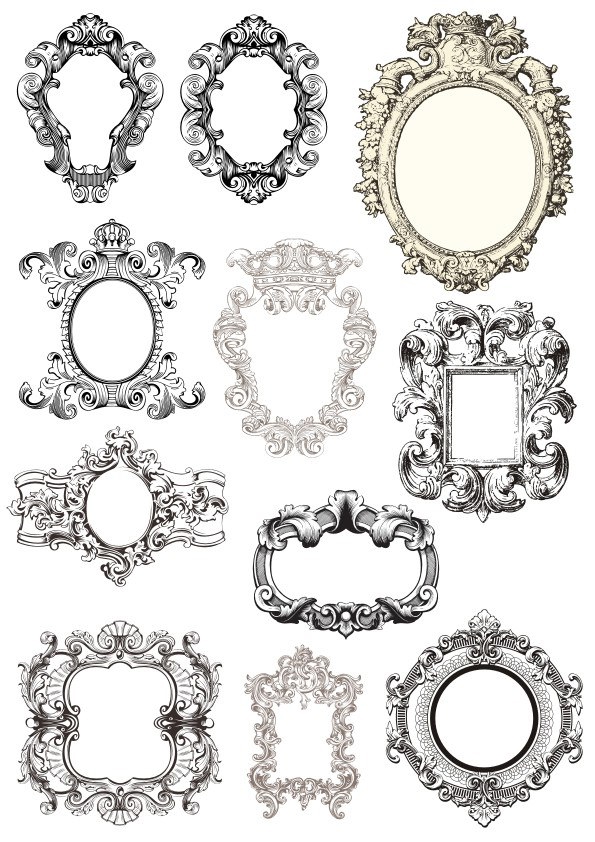 طرح قاب های باروک مناسب برای استفاده در دستگاه های cnc چوب و cnc لیزر - baroque frames cdr file