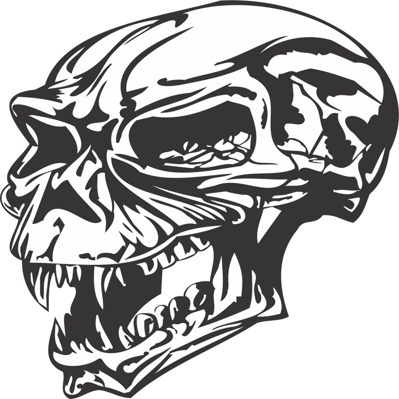 طرح جمجمه خشمگین مناسب برای استفاده در دستگاه های cnc چوب و cnc لیزر - angry skull dxf file