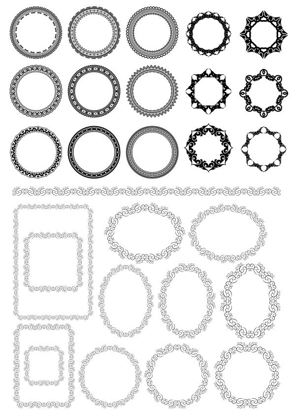 طرح فایل کورل cdr با طرح قاب گلدار مناسب برای استفاده در دستگاه های cnc چوب و cnc لیزر - vector floral frame set cdr file