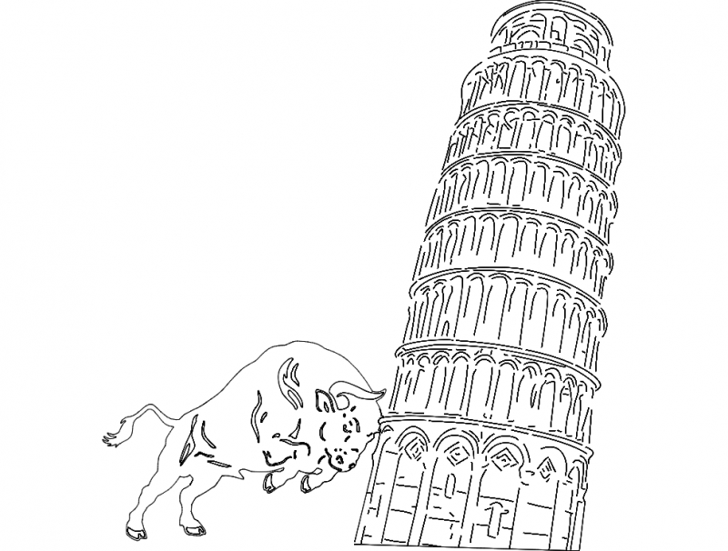 طرح برج پیسا مناسب برای استفاده در دستگاه های cnc چوب و cnc لیزر - pissa tower dxf file