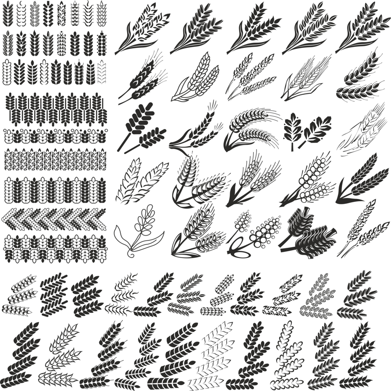 طرح مجموعه وکتور گندم مناسب برای استفاده در دستگاه های cnc چوب و cnc لیزر - wheat vector set cdr file
