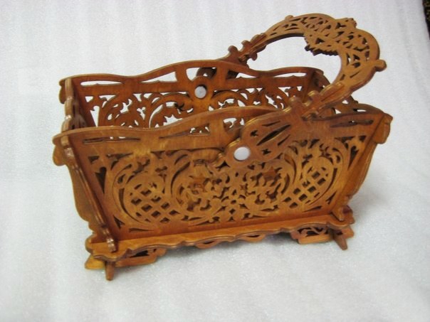 طرح وکتور سبد با دسته مناسب برای استفاده در دستگاه های cnc چوب و cnc لیزر - basket with handle pattern vector for laser cutting dxf file