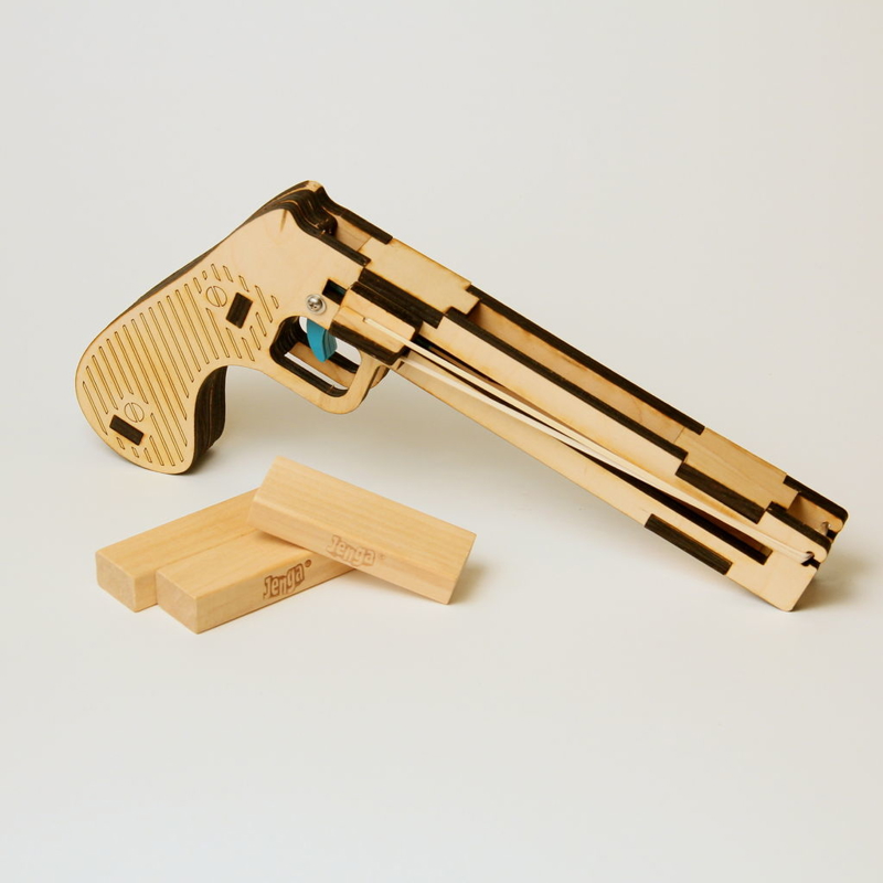 طرح تپانچه جنگا چوبی مناسب برای استفاده در دستگاه های cnc چوب و cnc لیزر - wooden laser cut jenga pistol dxf file