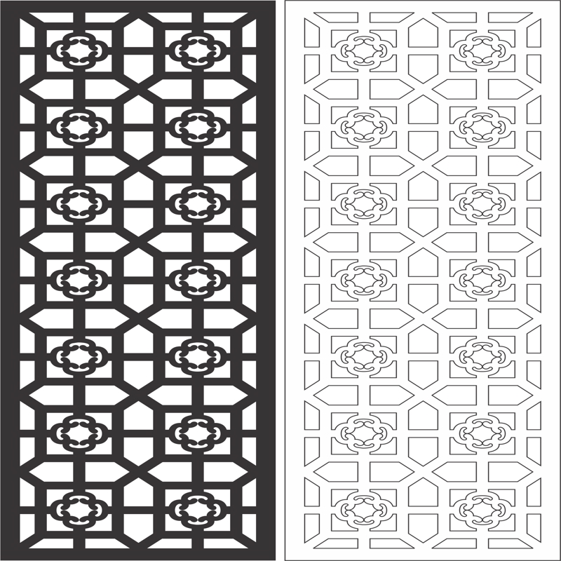طرح پرده جداکننده اتاق مناسب برای استفاده در دستگاه های cnc چوب و cnc لیزر - room dividers screen cdr file
