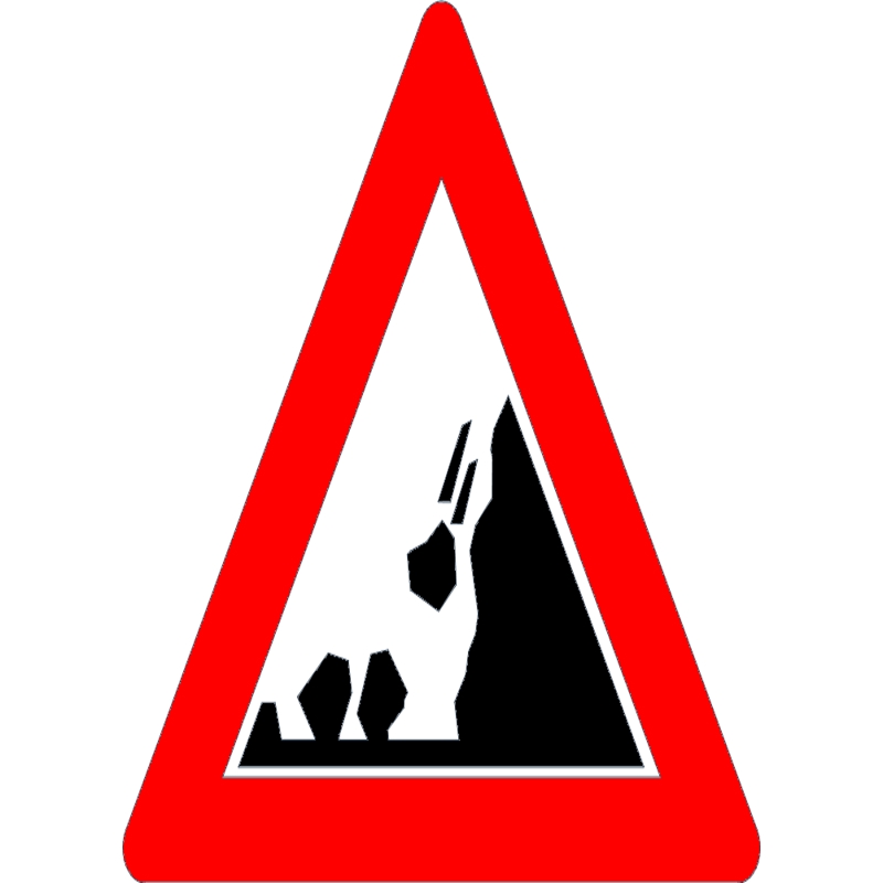 طرح تابلو جاده ای در حال ریزش سنگ مناسب برای استفاده در دستگاه های cnc چوب و cnc لیزر - road sign falling rocks dxf file
